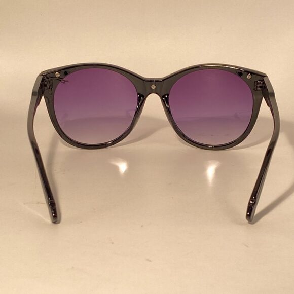 Evita Round Eyebrow Sunglasses Black with Gold Detail New
